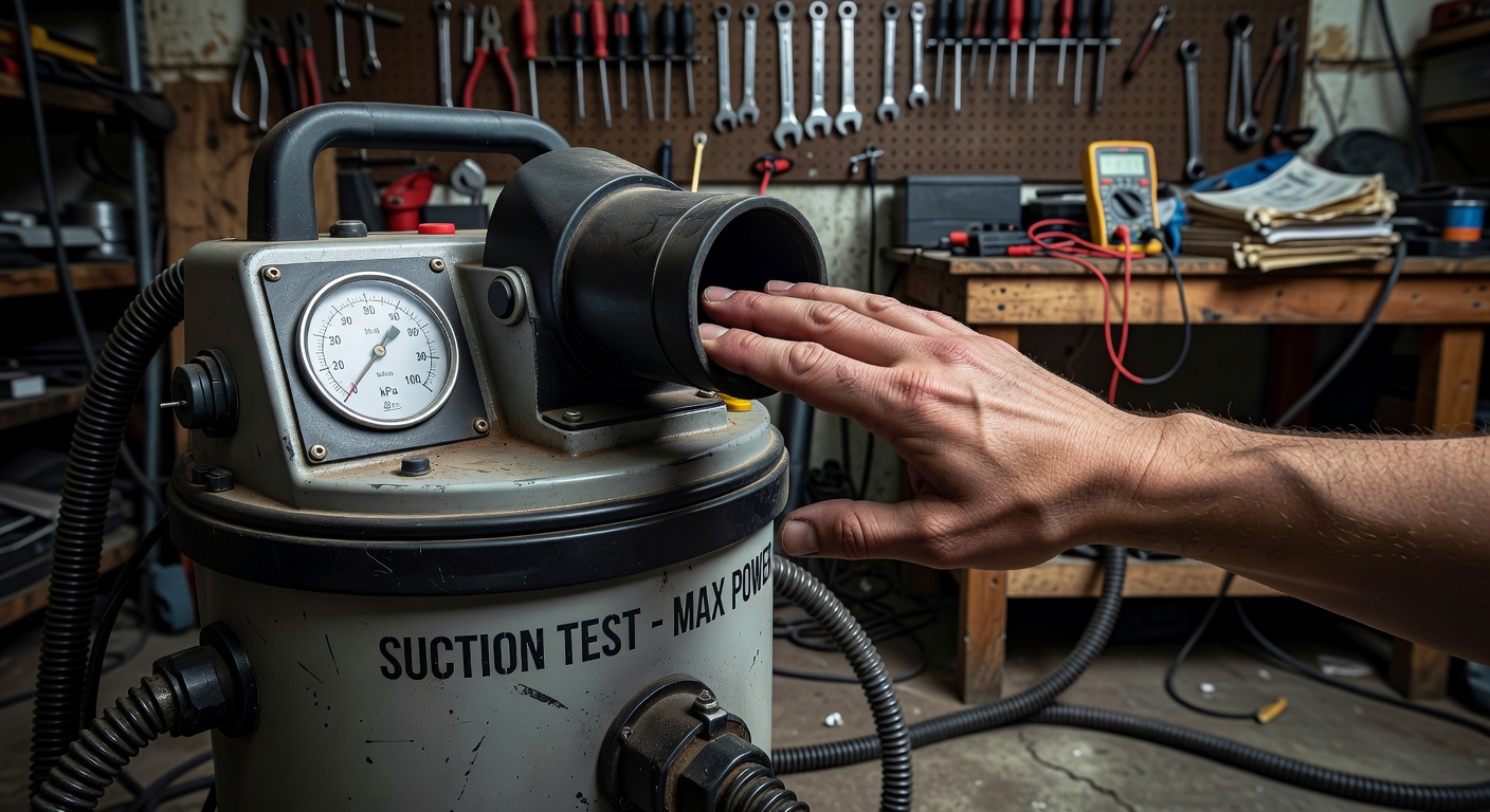 Testing vacuum suction power after a DIY repair — a simple home maintenance task