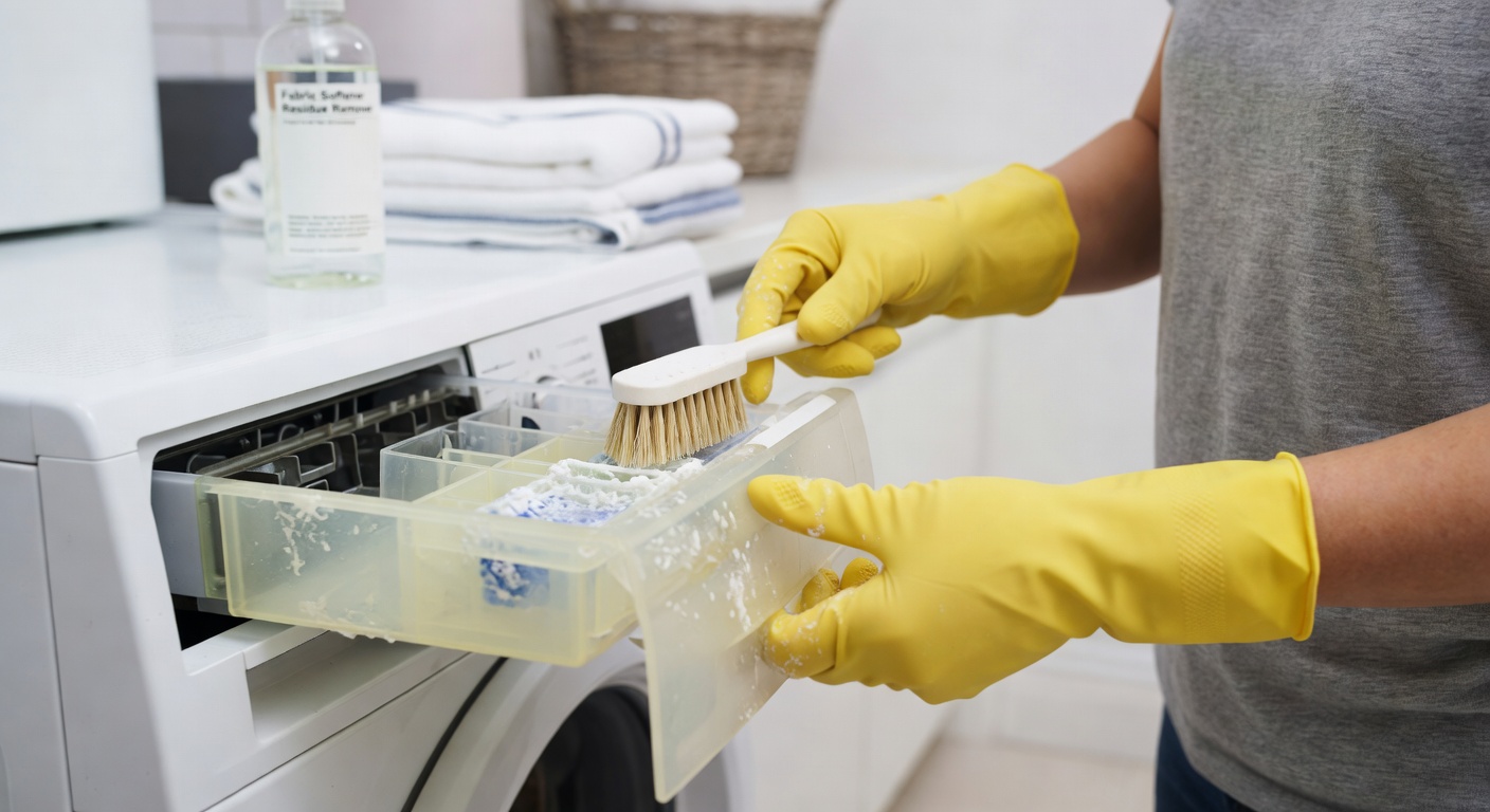 Cleaning a washing machine detergent dispenser drawer — routine maintenance covered in our washing machine care guides
